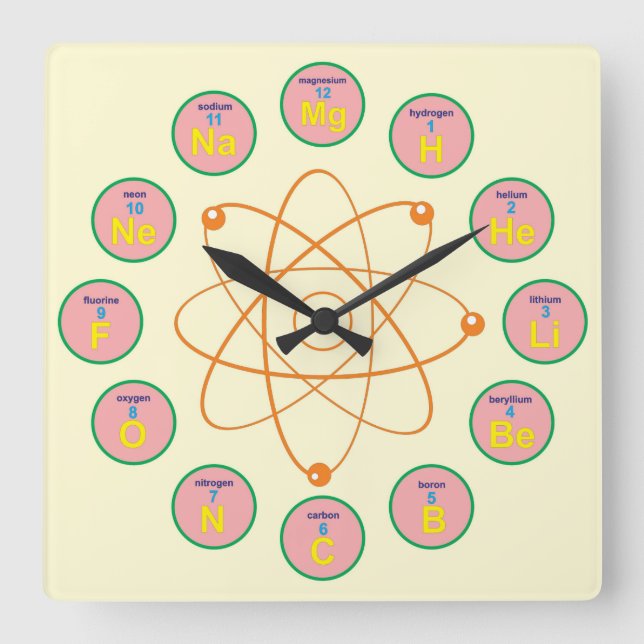 Chemistry Themed Square Wall Clock (Front)