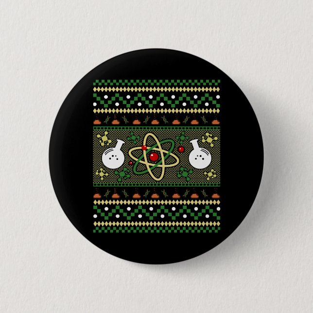 Chemistry Ugly Christmas Science Engineer Gift 2 Inch Round Button (Front)
