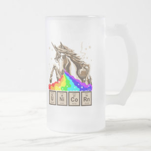 Chemistry unicorn pukes rainbow frosted glass beer mug
