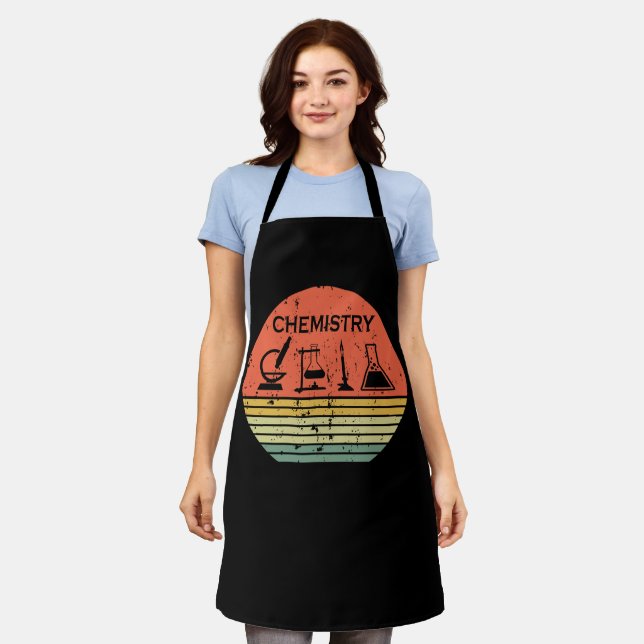 Chemistry vintage sunset retro stripes pattern apron (Worn)