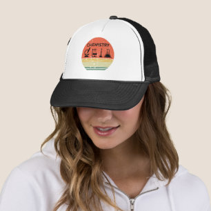 Chemistry vintage sunset retro stripes pattern trucker hat