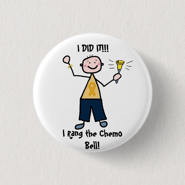 Chemo Bell - Childhood Cancer Gold Ribbon 1 Inch Round Button (Front)
