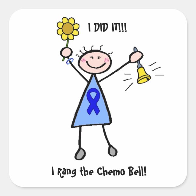 Chemo Bell - Colon Cancer Woman Square Sticker (Front)