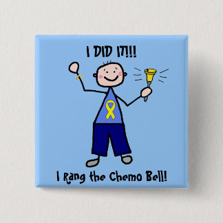 Chemo Bell - Yellow Ribbon Testicular Cancer 2 Inch Square Button