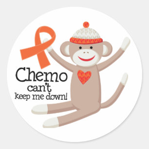 Chemo Can't Keep Me Down Orange Ribbon Classic Round Sticker