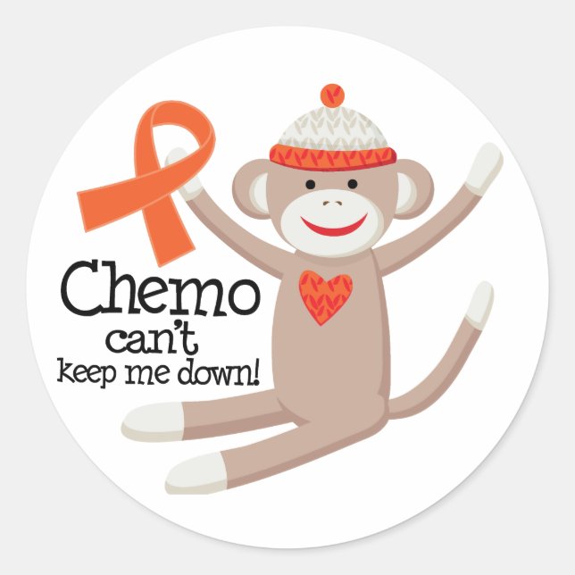 Chemo Can't Keep Me Down Orange Ribbon Classic Round Sticker (Front)
