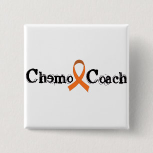 Chemo Coach - Orange Ribbon 2 Inch Square Button