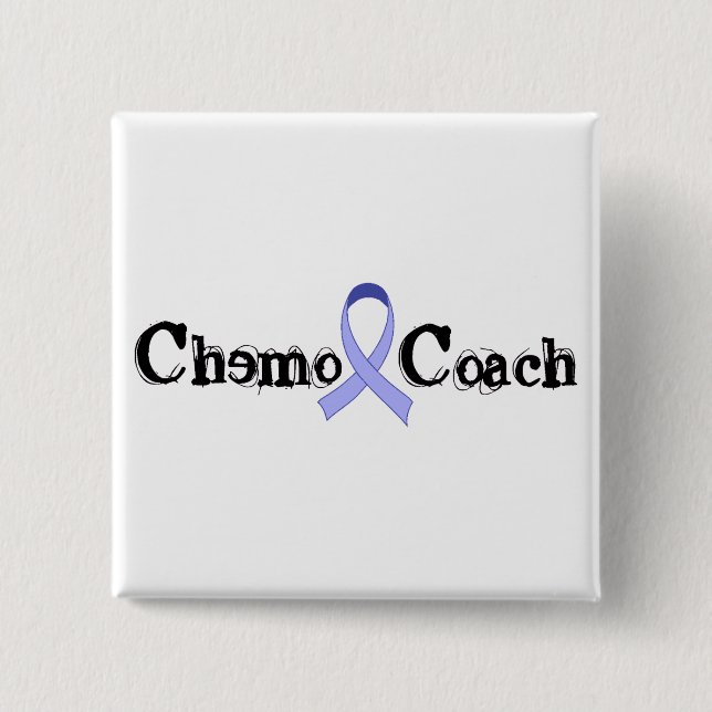 Chemo Coach - Periwinkle Ribbon 2 Inch Square Button (Front)