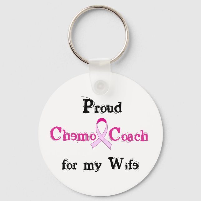 Chemo Coach - Pink Ribbon Breast Cancer Keychain (Front)