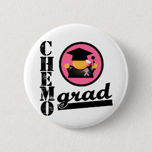 Chemo Grad Breast Cancer Ribbon 2 Inch Round Button