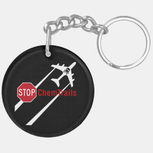 Chemtrail Plane Presistent Contrails Skull Bones Keychain