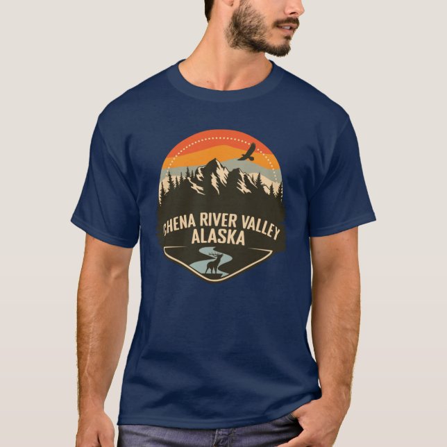 Chena River Valley Alaska Camping Retro T-Shirt (Front)
