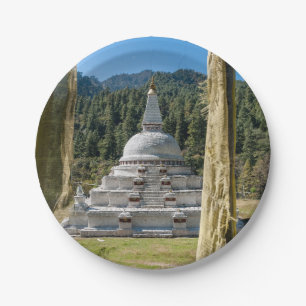 Chendebji Chorten in Bhutan, Himalaya, Asia Paper Plate