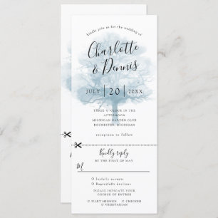 Chêne bleu faire-part de mariage avec rsvp attaché