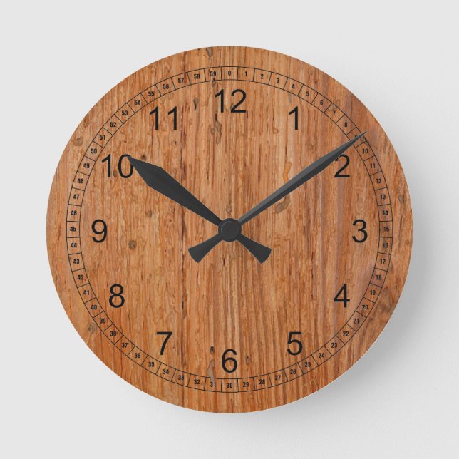 Chêne naturel Bois rond Moyenne Horloge (Recto)