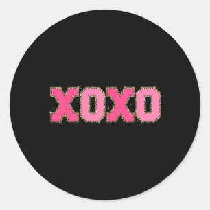 Chenille Patch Sparkling Xoxo Valentine Day Heart Classic Round Sticker