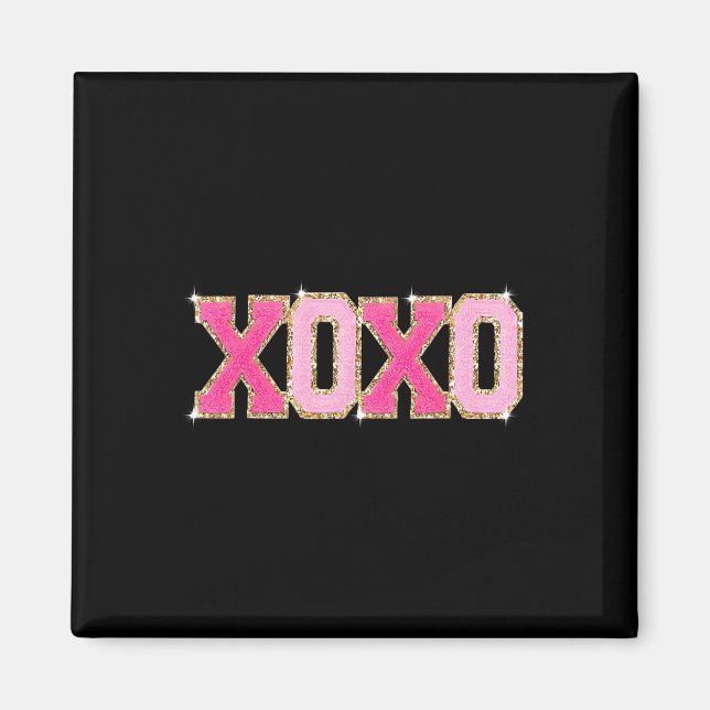 Chenille Patch Sparkling Xoxo Valentines Day Heart Magnet (Front)