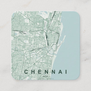 Chennai India City Map & Custom Text Square Business Card