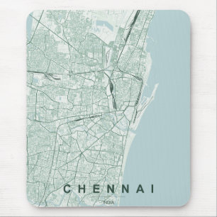 Chennai India City Map Minimal Design Mouse Pad