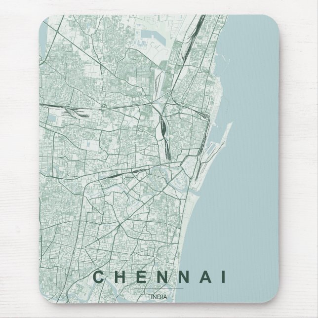 Chennai India City Map Minimal Design Mouse Pad (Front)