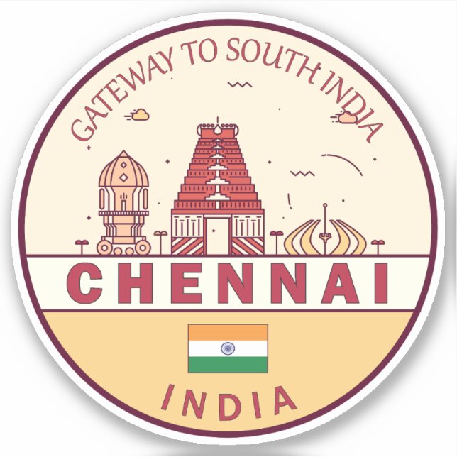 Chennai India City Skyline Emblem (Front)