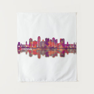 Chennai India Skyline Tapestry