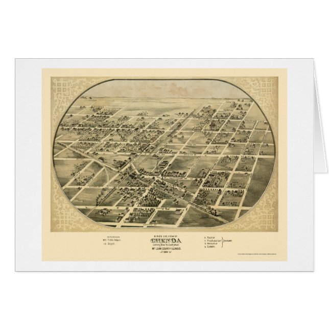 Chenoa, carte panoramique de l'IL - 1869 (Devant horizontal)