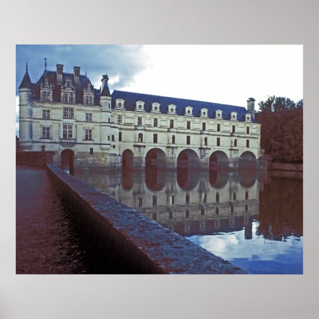 Chenonceau Castle and Moat Poster (Front)