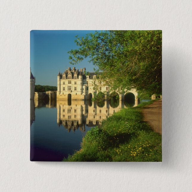 Chenonceau Chateau, Loire Valley, 2 Inch Square Button (Front)