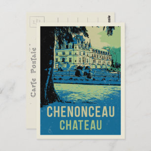 Chenonceau chateau original illustration France Postcard