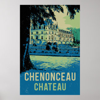 Chenonceau chateau original illustration France Poster