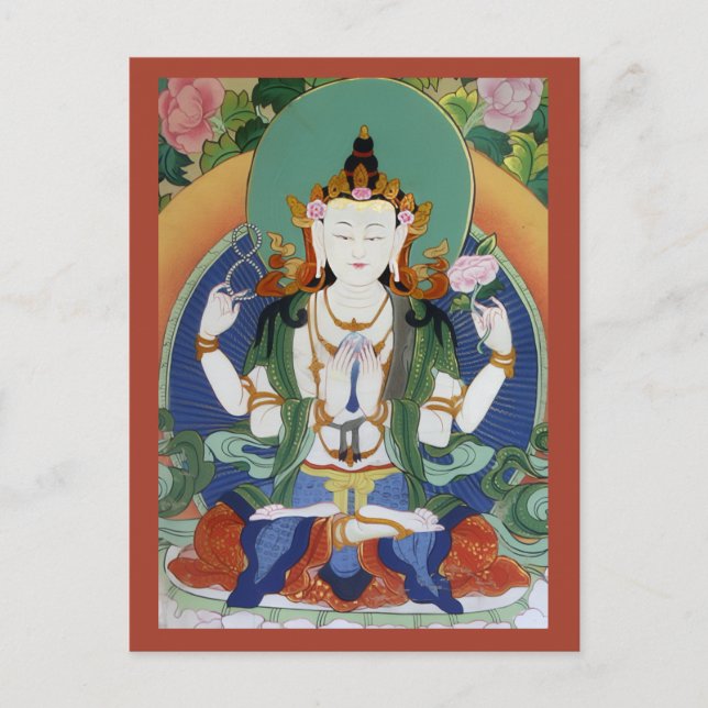 Chenrezig Bodhisattva of Compassion Tibetan Deity Postcard (Front)