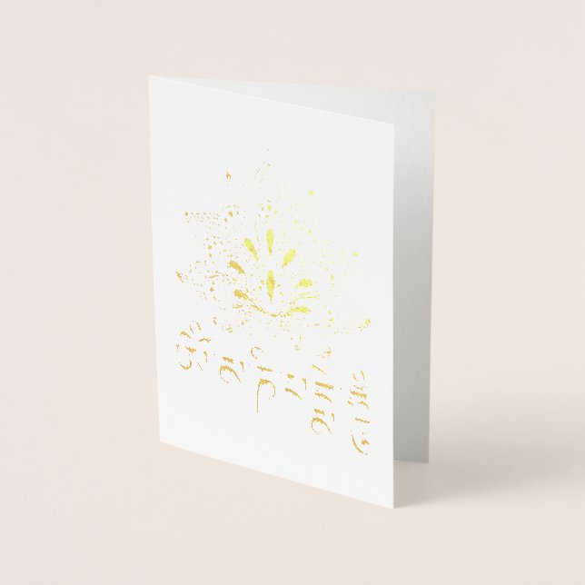 Chenrezig Buddhist Mantra of Compassion with Lotus Foil Card (Front)