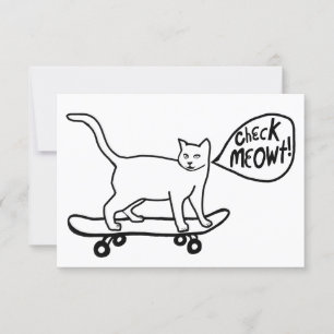 Chèque Meowt Punny Skateboard Chat Carte noire