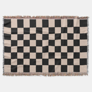 Chequer Pattern - Beige Throw Blanket