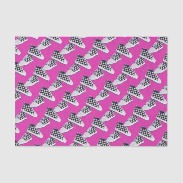 Chequerboard Baby Sneakers/Hot Pink | Urban Tissue Paper (Front)