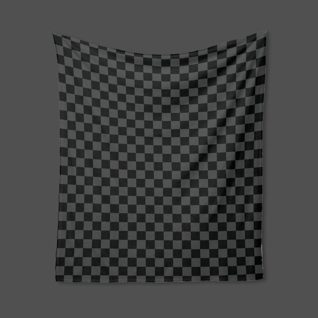Chequerboard Black Grey Chequered Squares Check Fleece Blanket (Creator Uploaded)