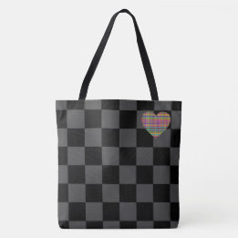 Chequerboard - Black Grey - Emo - Tote Bag