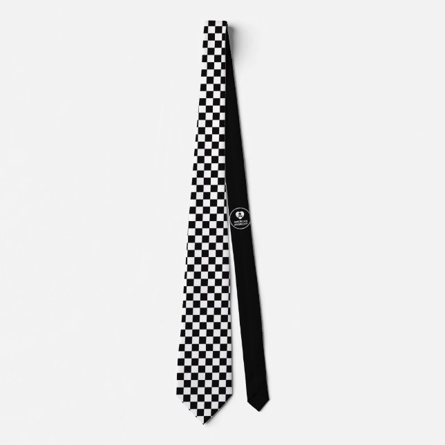 Chequerboard - Black White - Emo - Neck Tie (Front)
