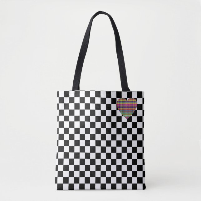 Chequerboard - Black White - Emo - Tote Bag (Front)