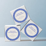 Chequerboard Blue Custom Bridal Shower Thank You Classic Round Sticker<br><div class="desc">Abstract Chequered Art Royal Cobalt Blue Custom Bridal Shower Thank You Classic Round Sticker</div>