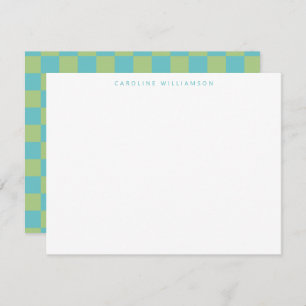 Chequerboard Chequered Blue Green Personalized  Card