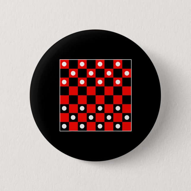Chequerboard Chequered Board Games Black And Red H 2 Inch Round Button (Front)
