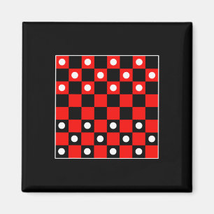Chequerboard Chequered Board Games Black And Red H Magnet
