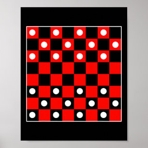 Chequerboard Chequered Board Games Black And Red H Poster