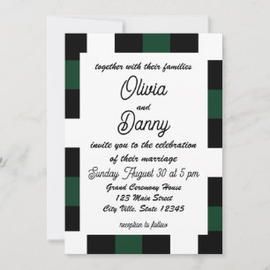 Chequerboard Chequered Checks Wedding Invitation