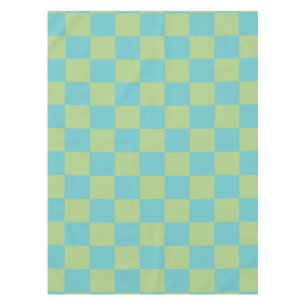 Chequerboard Chequered Pattern in Blue and Green  Tablecloth