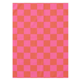 Chequerboard Chequered Pattern in Pink and Orange  Tablecloth