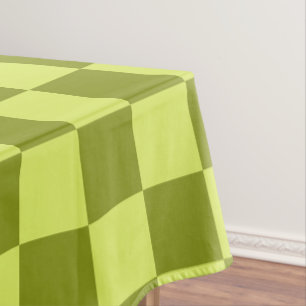 Chequerboard Chequered Pattern Olive Green Lime Tablecloth
