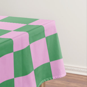 Chequerboard Chequered Pattern Pink and Green Tablecloth